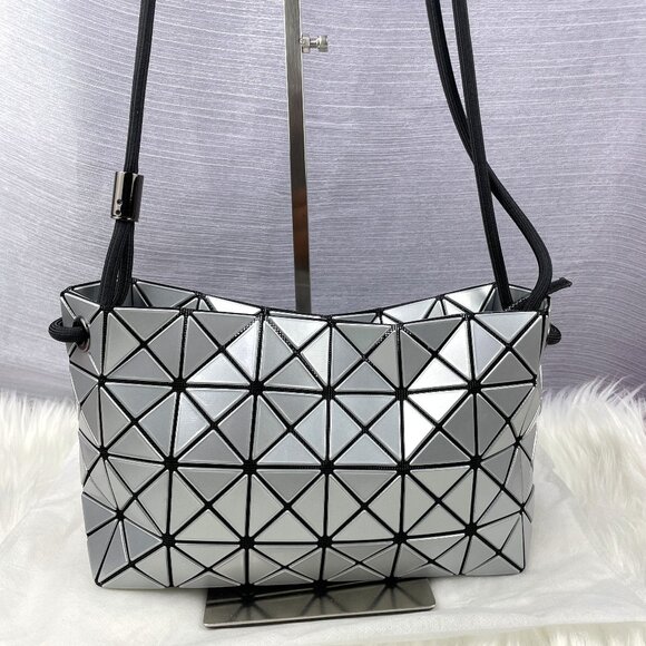 New Issey Miyake Silver Gray Tofu Tote Shoulder Crossbody Bag